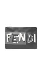 Fendi Century Leather Top Zip Pouch