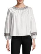 Joie Ghada Contrast Smocked Blouse