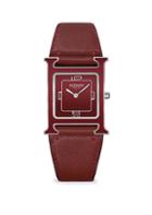 Hermes Heure H Square Stainless Steel Leather-strap Watch