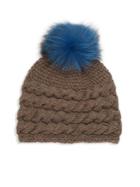 Inverni Fox Fur Pom-pom, Wool & Cashmere Beanie