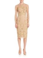 Marchesa Notte Floral Embroidered Sheath Dress