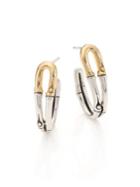 John Hardy Bamboo 18k Yellow Gold & Sterling Silver Hoop Earrings/1