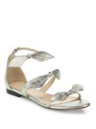 Chloe Mia Metallic Leather Knotted Bow Flat Sandals