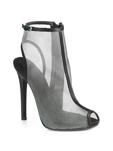 Giambattista Valli Mesh & Satin Peep-toe Ankle Boots
