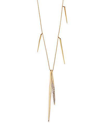 Alexis Bittar Miss Havisham Crystal Long Spear Necklace/goldtone