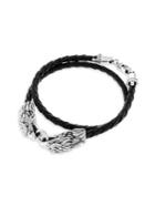 King Baby Studio Sterling Silver Leather Double Eagle Braided Bracelet