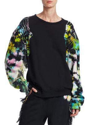 Alchemist Es Vedra Terry Tie Dye Distressed Fringe-sleeve Sweatshirt