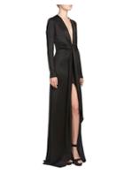 Givenchy Plunging Long-sleeve Gown