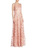 David Meister Appliqued A-line Gown