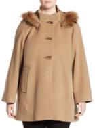 Cinzia Rocca, Plus Size Hooded Duffle Fur Car Coat