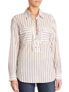 Equipment Knox Yarn Dyed Striped Lace-up Shirt
