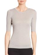 Michael Kors Collection Metallic Elbow-sleeve Sweater