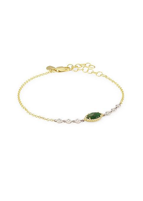 Meira T 14k Gold & Diamond, Emerald Marquise Bracelet