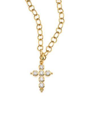 Temple St. Clair Classic Diamond & 18k Yellow Gold Cross Pendant