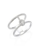 Messika Glam'azone Two-row Pave Diamond & 18k White Gold Ring