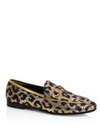 Gucci New Jordaan Leopard Lurex Jacquard Loafers