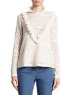 See By Chloe Ruffled Lacy Jersey Top
