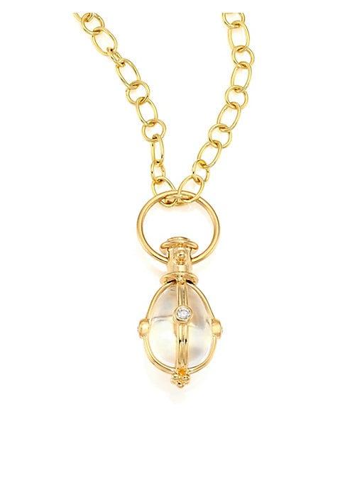Temple St. Clair Classic Diamond, Rock Crystal & 18k Yellow Gold Amulet Pendant