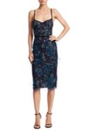 Marchesa Notte Embroidered Feather Knee-length Dress