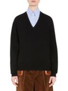 Prada Oversize V-neck Wool Sweater