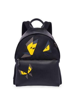 Fendi Butterfly Leather & Tech-twill Backpack