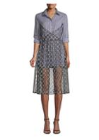 Sandy Liang Muse Gingham Tulle Overlay Shirtdress