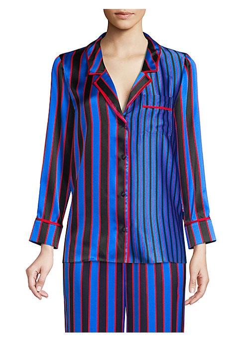 Alice + Olivia Keir Striped Silk Pajama Top