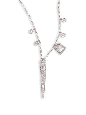 Meira T Dagger Diamond, White Topaz & 14k White Gold Pendant Necklace