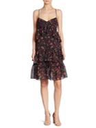 Scripted Floral-print Ruffled Tiered Dress