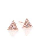 Ef Collection Diamond, White Topaz & 14k Rose Gold Triangle Stud Earrings