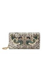 Gucci Embroidered Leather Chain Clutch