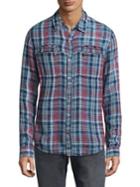 John Varvatos Star Usa Plaid Snap Cotton Button-down Shirt