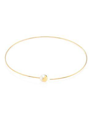 Mizuki Fluid 12mm White Baroque Freshwater Pearl & 14k Yellow Gold Collar Necklace