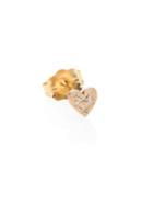 Zoe Chicco Itty Bitty Heart Diamond & 14k Yellow Gold Single Stud Earrings
