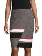 Boss Vimina Tweed Abstract Stripe Pencil Skirt