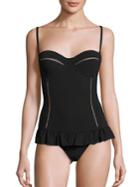 Tory Burch Solid Flounce One-piece Swimsuit