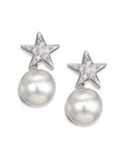 Kenneth Jay Lane Faux Pearl & Star Earrings