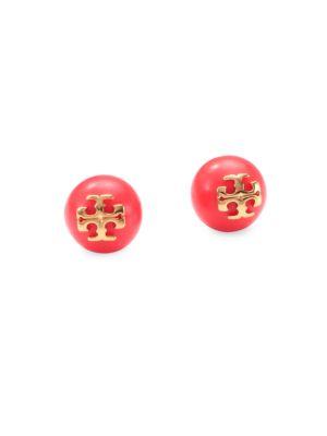 Tory Burch Faux Pearl Logo Stud Earrings