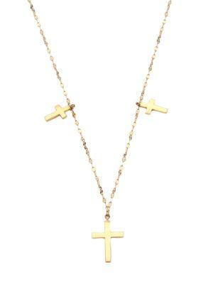 Lana Jewelry Bond Triple Cross 14k Yellow Gold Pendant Necklace