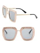 Gucci 52mm Crystal-studded Square Sunglasses