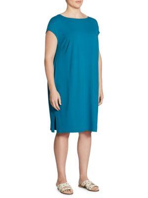 Eileen Fisher, Plus Size Plus Cap-sleeve Tee Dress