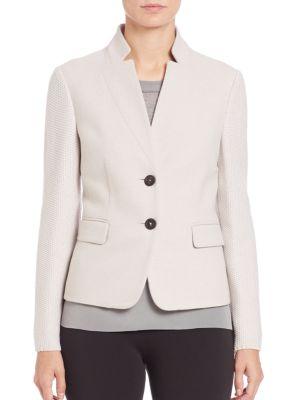 Peserico Knit-sleeved Two-button Blazer