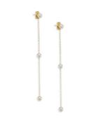 Mizuki 3mm White Pearl Chain Drop Earrings