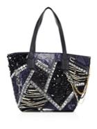 Marc Jacobs Wingman Embellished Snake-print Leather Tote