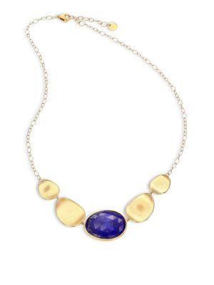 Marco Bicego Lunaria Lapis & 18k Yellow Gold Graduated Necklace
