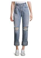 7 For All Mankind Rickie Cropped Wide-cuff Distressed Jeans
