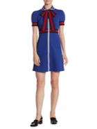 Gucci Sylvie Bow Zip-front Jersey Dress