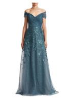Teri Jon By Rickie Freeman Off-the-shoulder Embellished Tulle Gown