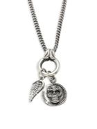 King Baby Studio Baroque Sterling Silver Baby Skull Coin & Wing Pendant Necklace