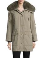 Army By Yves Salomon Two-in-one Fox Fur-trim Cotton Parka & Rabbit Fur Vest